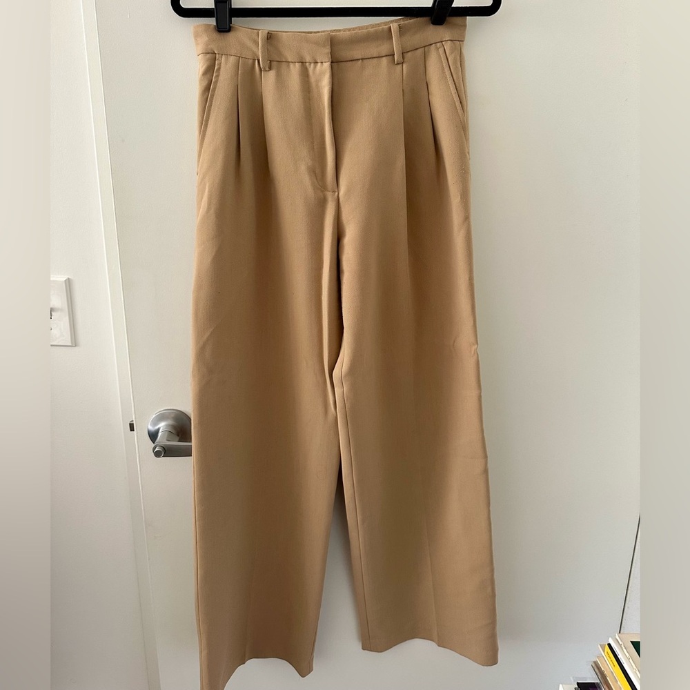Zara Pleated Tan Trousers